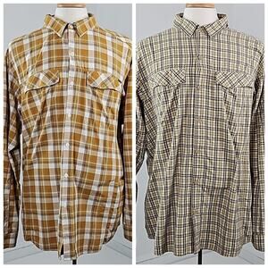 Columbia Outdoor Button-Up Long-Sleeve‎ Plaid Shirt Bundle Men's XXL FLAWS